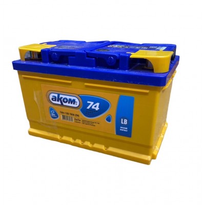 Аккумулятор АКОМ 6СТ-74 Евро (низкий)