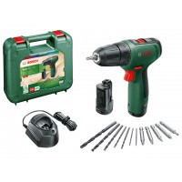 Аккум. дрель-шуруповерт BOSCH EasyDrill 1200 в чем. + набор сверл и бит (12.0 В, 2 акк., 1.5 А/ч Li-Ion, 2 скор., 30 Нм, шурупы до 6 мм)