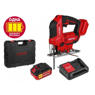 Аккум. лобзик WORTEX CJS 8030 в чем. ALL1 XLT SET 18 В, 500-3000 об/мин, 85 мм, 1х4 А*ч