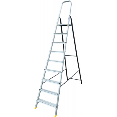 Лестница-стремянка Алюмет AMS7809 (40*20, усиленная, 9-и ступ., алюминий/сталь)